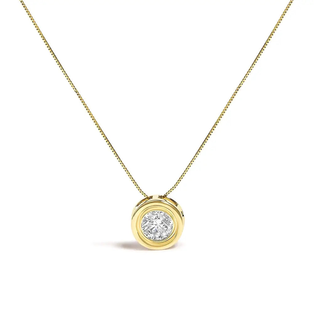 14k yellow gold 1 3/8 cttw round champagne diamond bezel pendant necklace bijoux-nyc direct