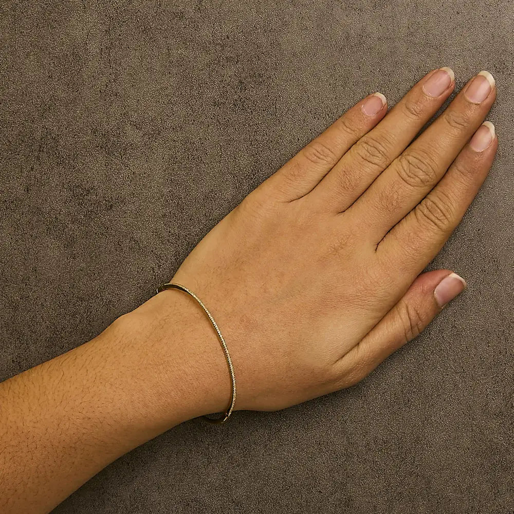 14k yellow gold 1/3 cttw diamond half eternity bangle bracelet 7.75 bijoux-nyc direct