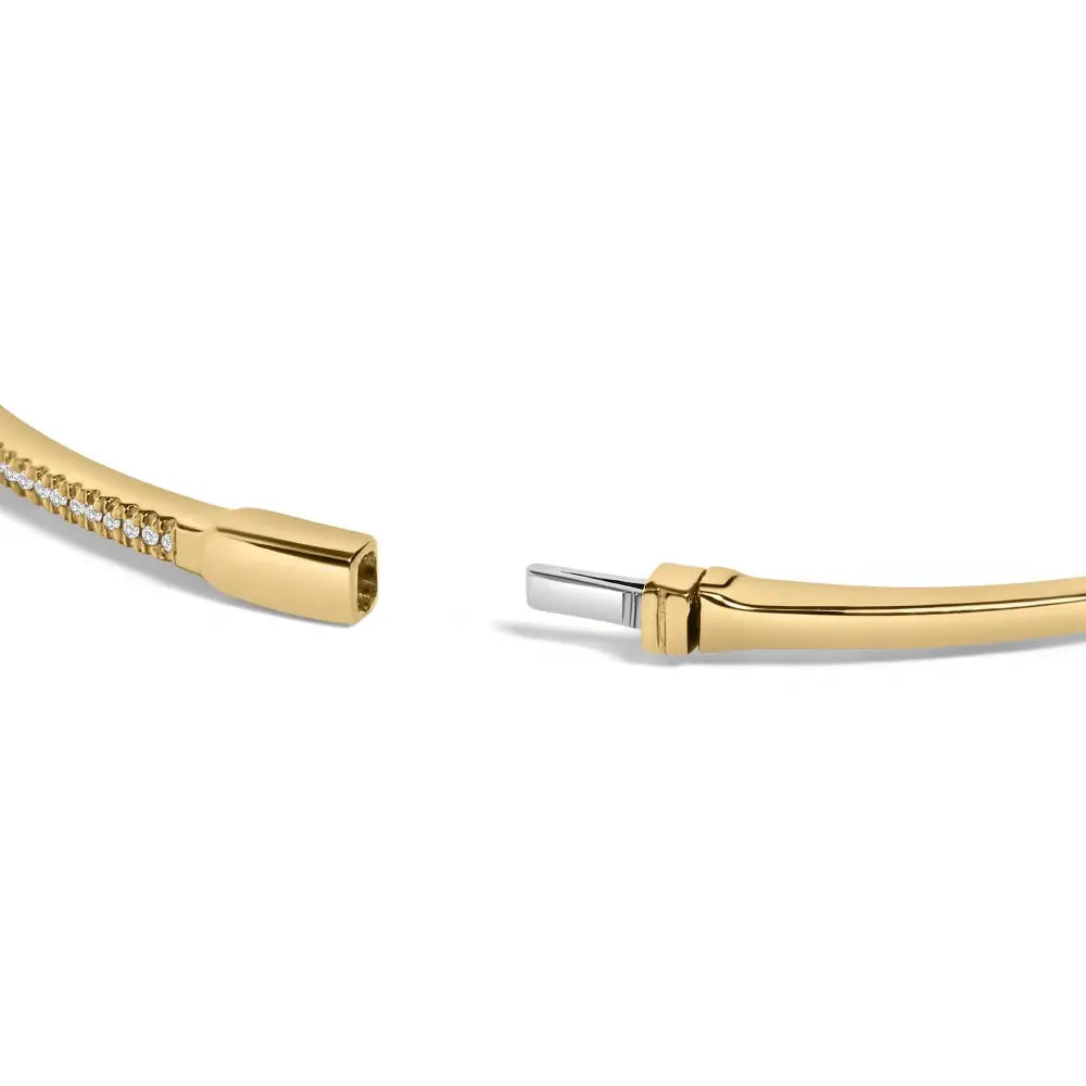 14k yellow gold 1/3 cttw diamond half eternity bangle bracelet 7.75 bijoux-nyc direct