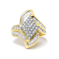 14k yellow gold 1.35 cttw round and baguette diamond bypass cocktail ring bijoux-nyc direct