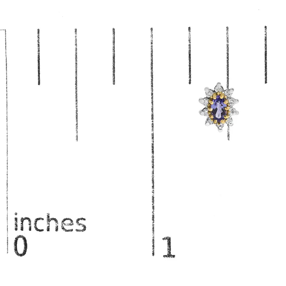 14K Yellow Gold 1/4 Cttw Diamond and Blue Purple Tanzanite Sunburst Halo Stud Earrings (K-L Color, I1-I2 Clarity) - Bijoux-NYC Direct