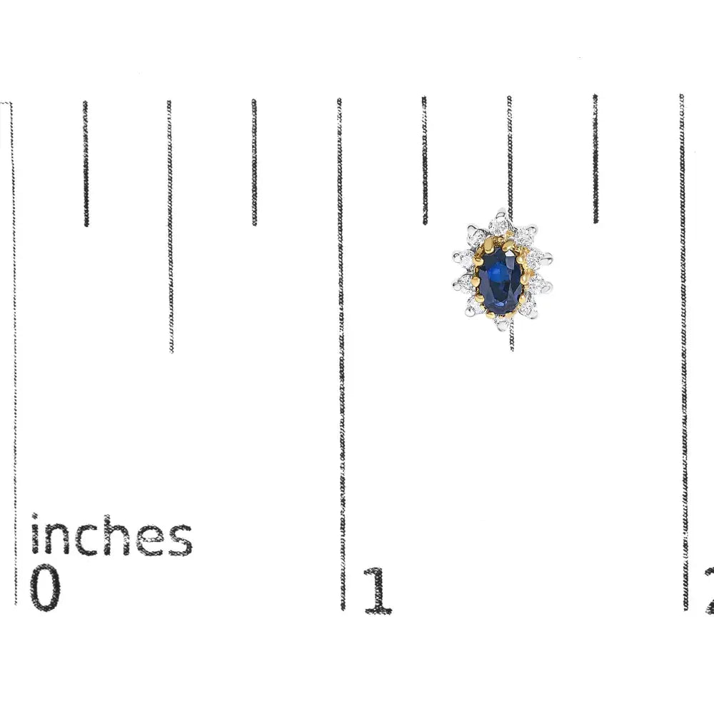 14K Yellow Gold 1/4 Cttw Diamond and Blue Sapphire Sunburst Halo Stud Earrings (K-L Color, I1-I2 Clarity) - Bijoux-NYC Direct