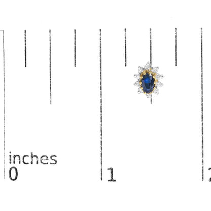 14K Yellow Gold 1/4 Cttw Diamond and Blue Sapphire Sunburst Halo Stud Earrings (K-L Color, I1-I2 Clarity) - Bijoux-NYC Direct
