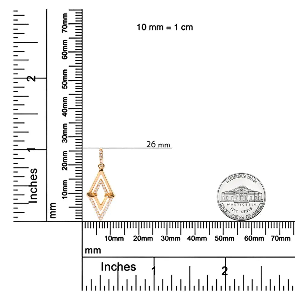 14k yellow gold 1/4 cttw diamond double triangle 18 inch necklace bijoux-nyc direct