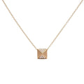 14k yellow gold 1/4 cttw diamond matte pyramid pendant necklace 18 inch bijoux-nyc direct