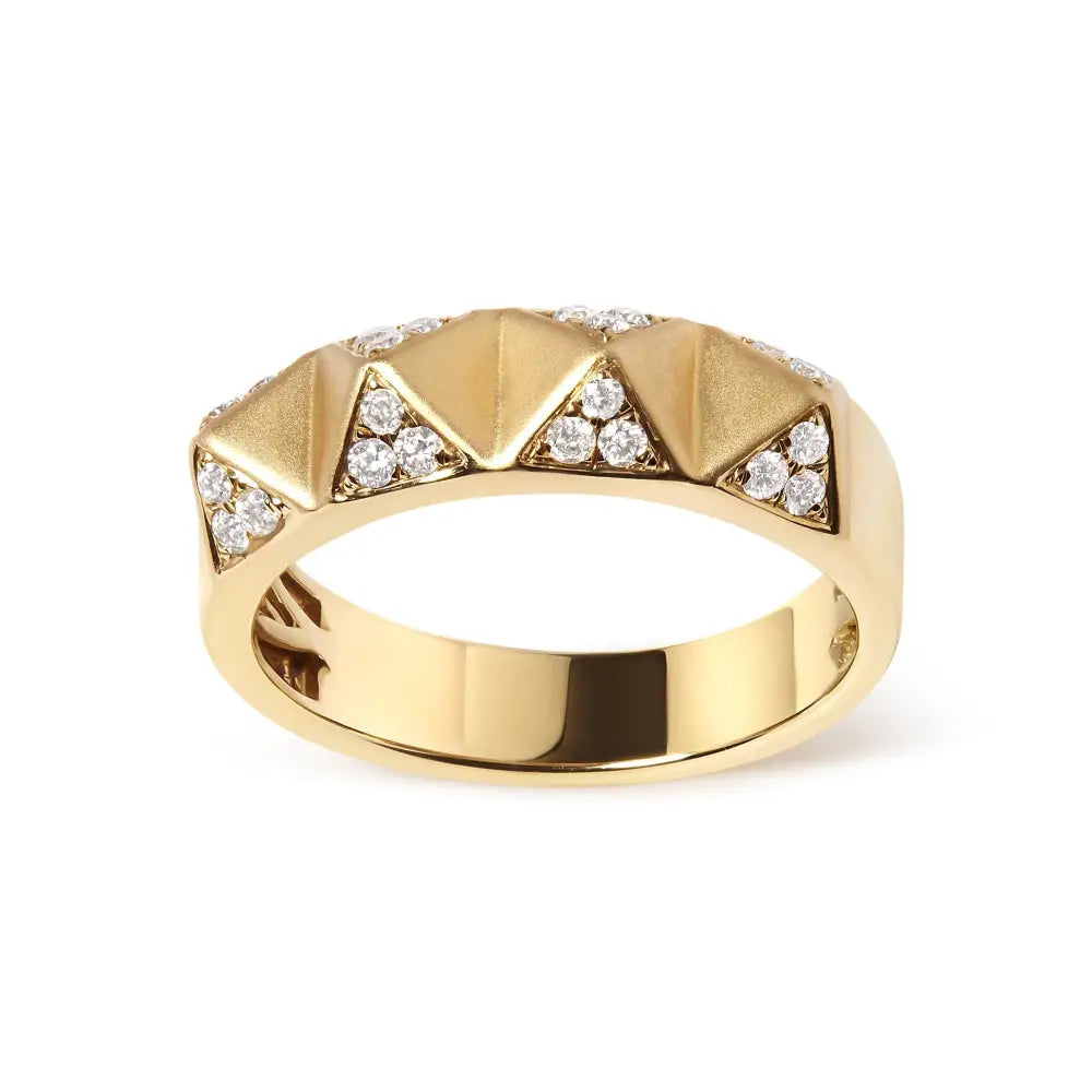 14k yellow gold 1/4 cttw diamond pyramid band ring size 7 bijoux-nyc direct