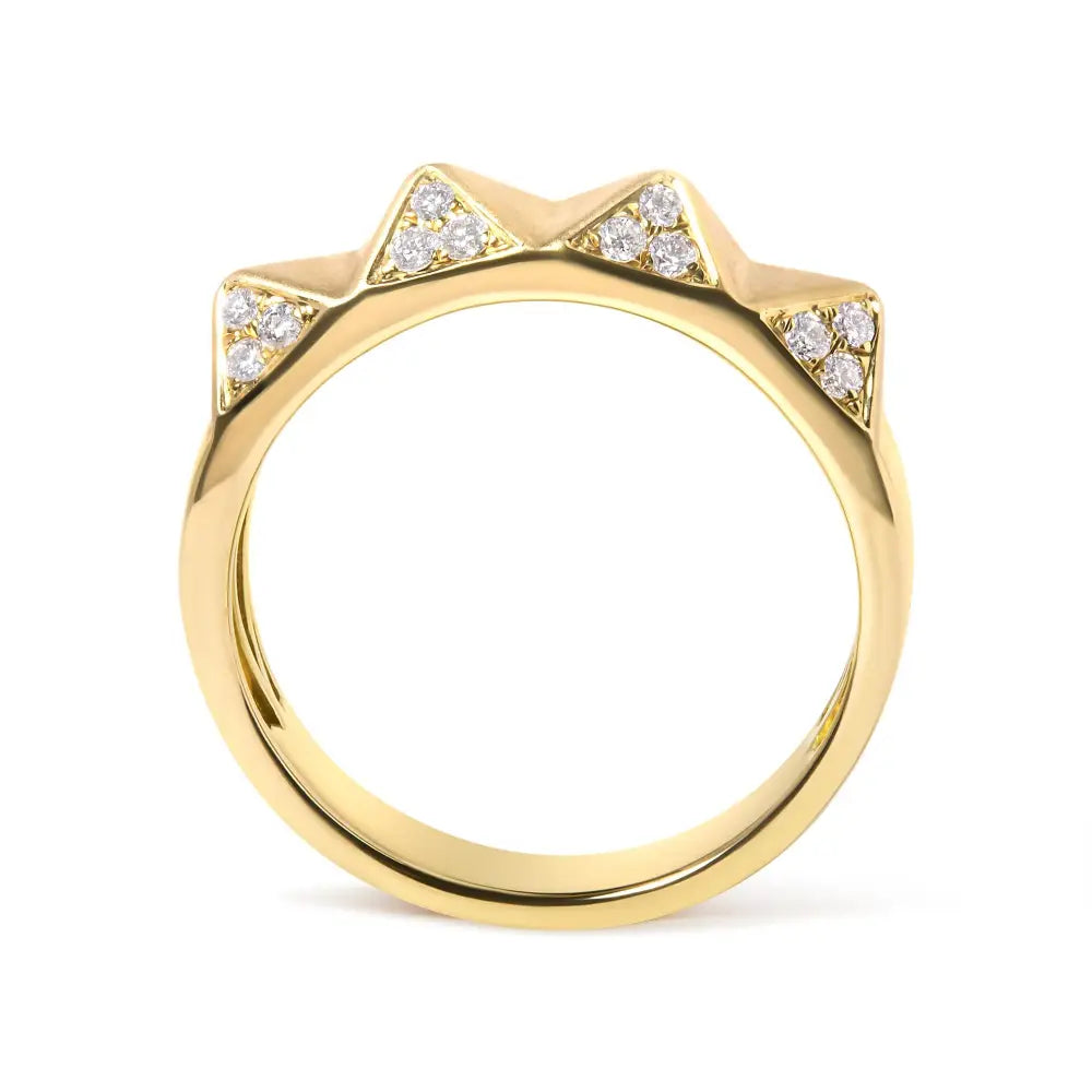 14k yellow gold 1/4 cttw diamond pyramid band ring size 7 bijoux-nyc direct