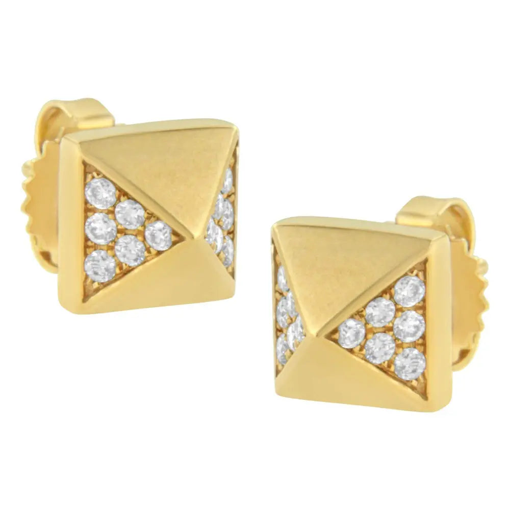 14K Yellow Gold 1/4 Cttw Diamond Pyramid Stud Earring (G-H Color, SI1-SI2 Clarity) - Bijoux-NYC Direct