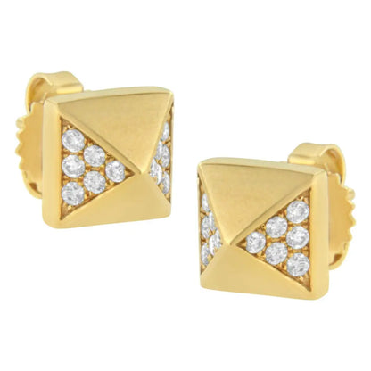 14K Yellow Gold 1/4 Cttw Diamond Pyramid Stud Earring (G-H Color, SI1-SI2 Clarity) - Bijoux-NYC Direct