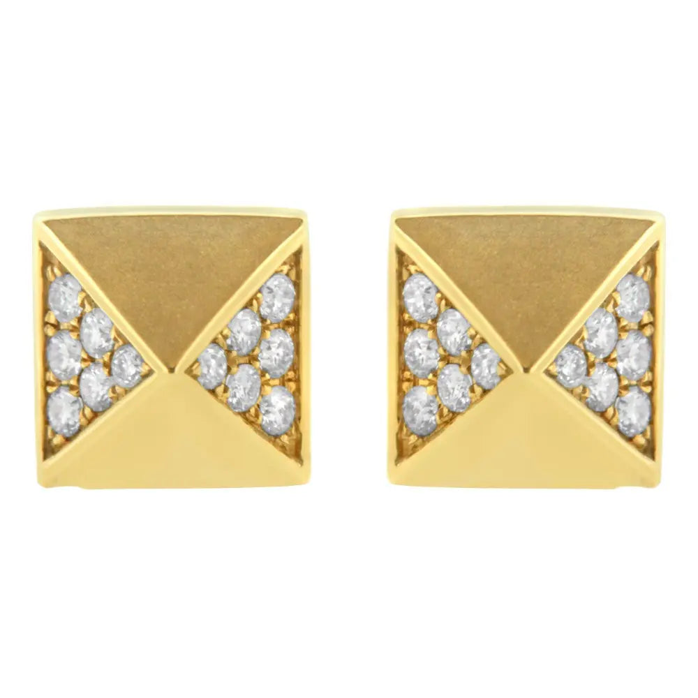 14K Yellow Gold 1/4 Cttw Diamond Pyramid Stud Earring (G-H Color, SI1-SI2 Clarity) - Bijoux-NYC Direct