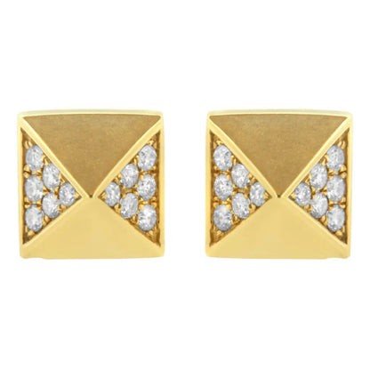 14K Yellow Gold 1/4 Cttw Diamond Pyramid Stud Earring (G-H Color, SI1-SI2 Clarity) - Bijoux-NYC Direct
