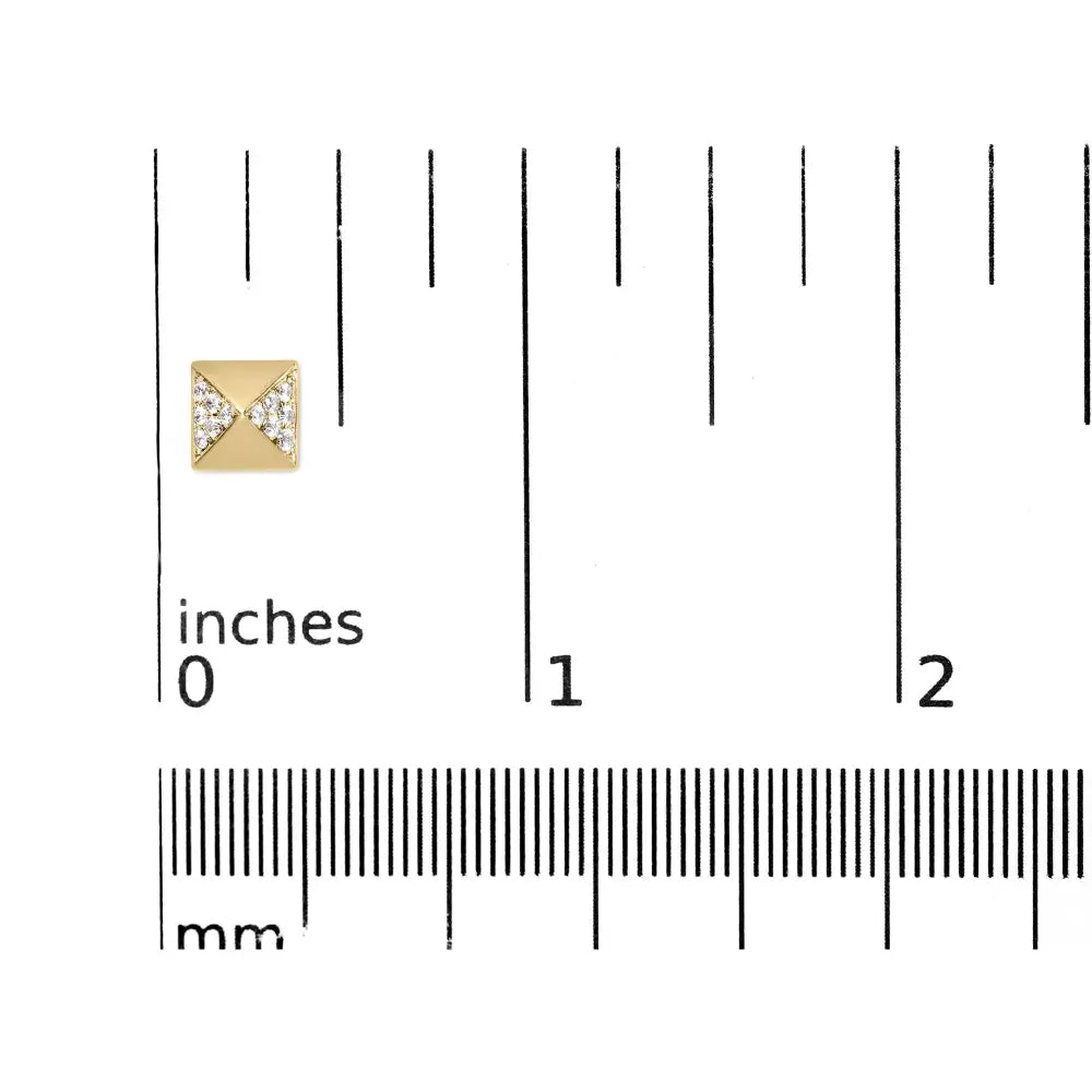14k yellow gold 1/4 cttw diamond pyramid stud earrings bijoux-nyc direct