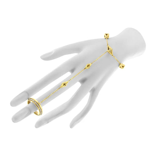 14k yellow gold 1/4 cttw diamond ring and bracelet hand chain (g h color si1 si2 clarity) 7’’ bracelets/bracelet/charm handcrafted