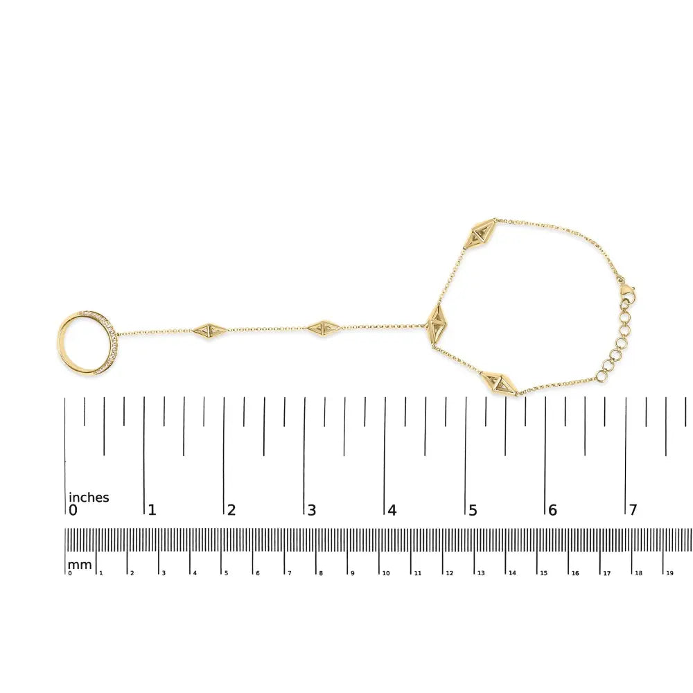 14k yellow gold 1/4 cttw diamond ring and bracelet hand chain (g h color si1 si2 clarity) 7’’ bracelets/bracelet/charm handcrafted