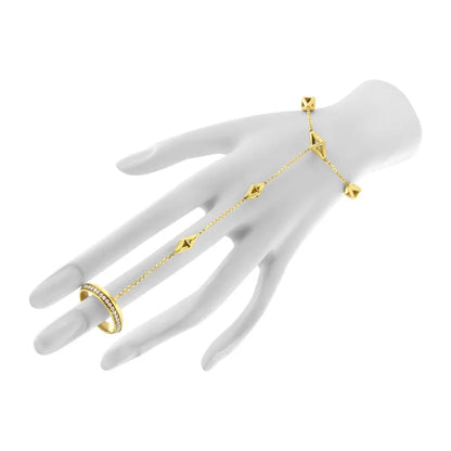 14k yellow gold 1/4 cttw diamond ring and bracelet hand chain (g h color si1 si2 clarity) 7’’ bracelets/bracelet/charm handcrafted