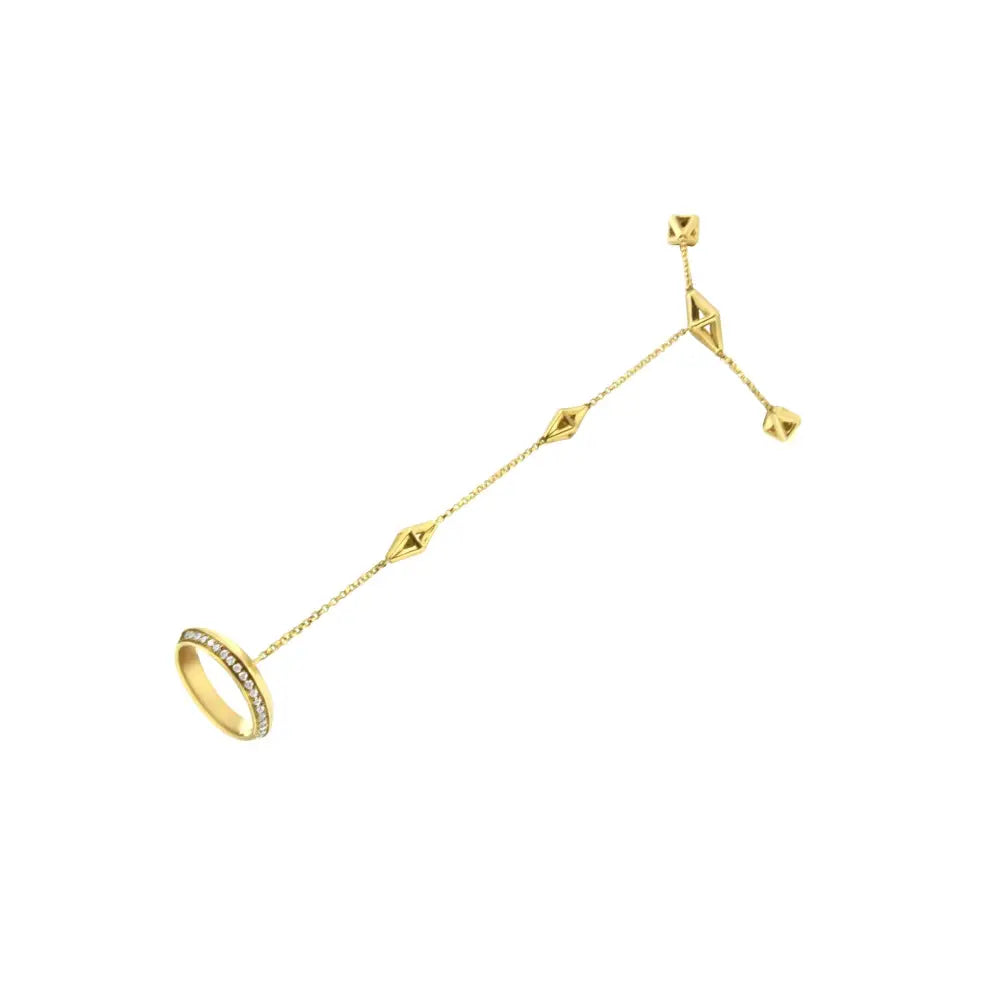 14k yellow gold 1/4 cttw diamond pyramid station hand chain bracelet 7 bijoux-nyc direct