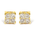 14k yellow gold 1/4 cttw invisible princess cut diamond stud earrings bijoux-nyc direct