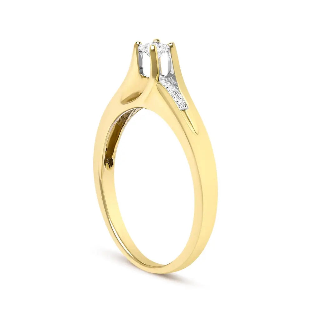 14k yellow gold 1/4 cttw princess-cut diamond engagement ring bijoux-nyc direct