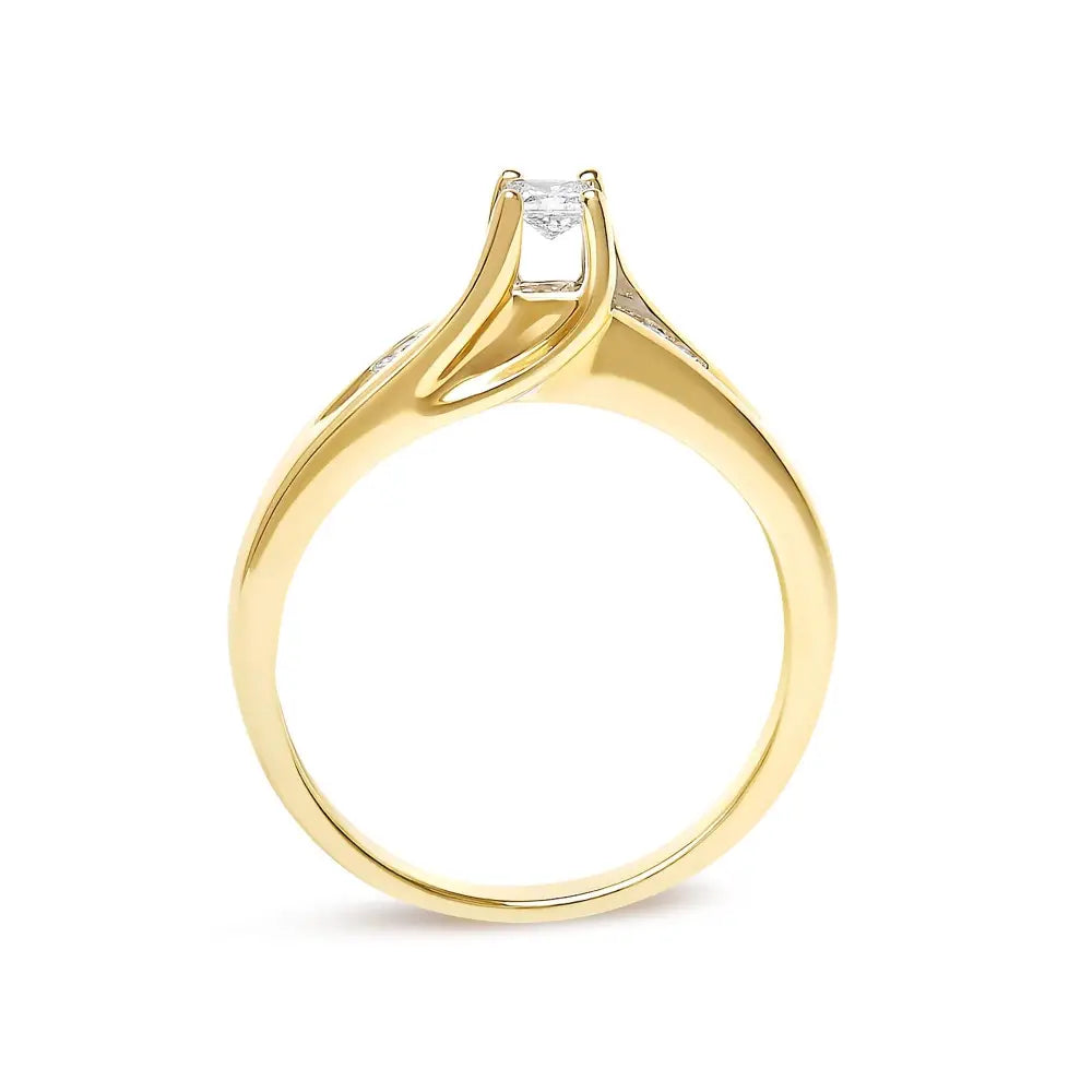 14k yellow gold 1/4 cttw princess-cut diamond engagement ring bijoux-nyc direct