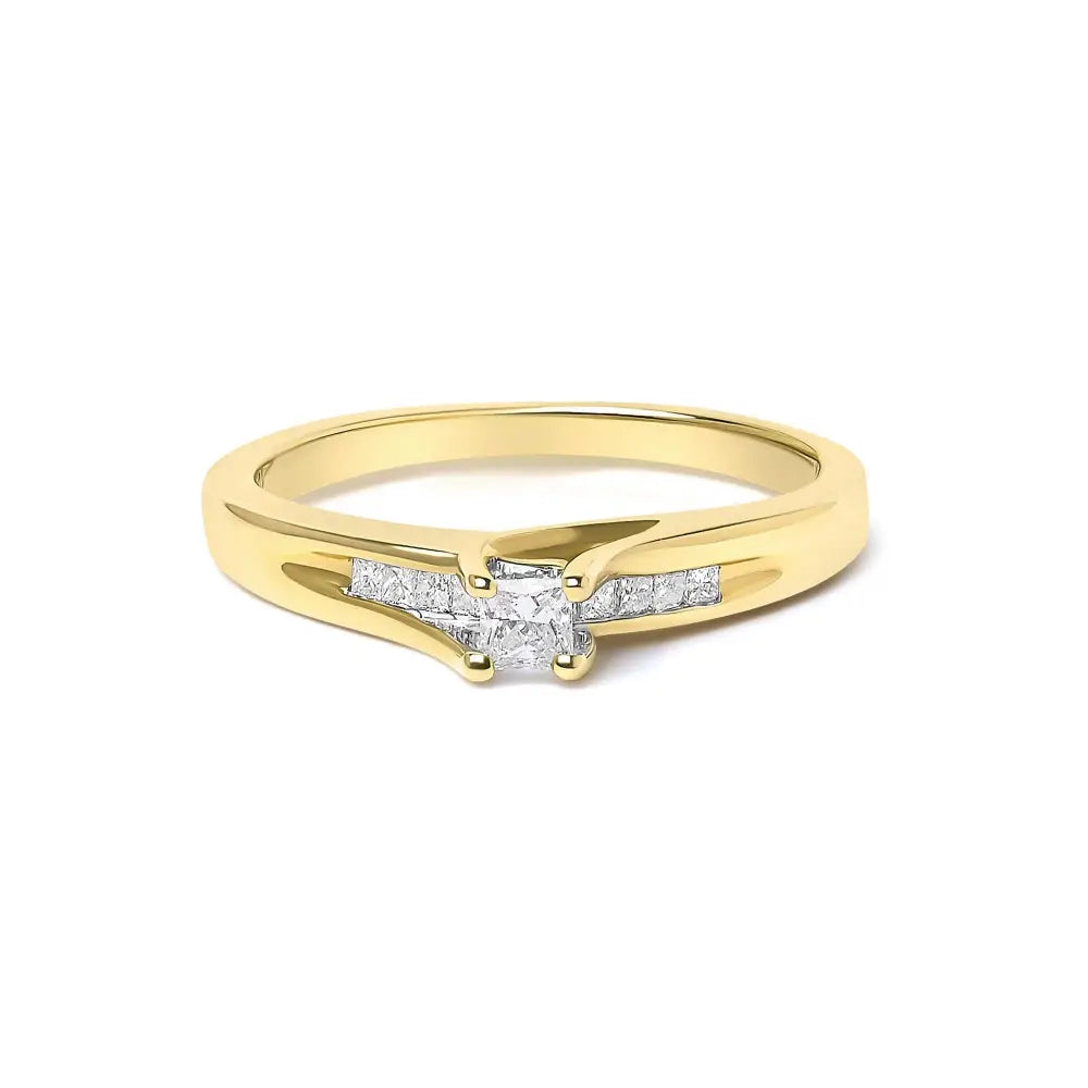 14k yellow gold 1/4 cttw princess-cut diamond engagement ring bijoux-nyc direct