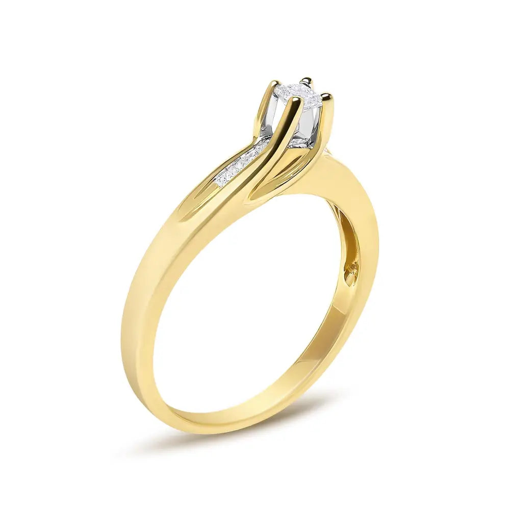 14k yellow gold 1/4 cttw princess-cut diamond engagement ring bijoux-nyc direct