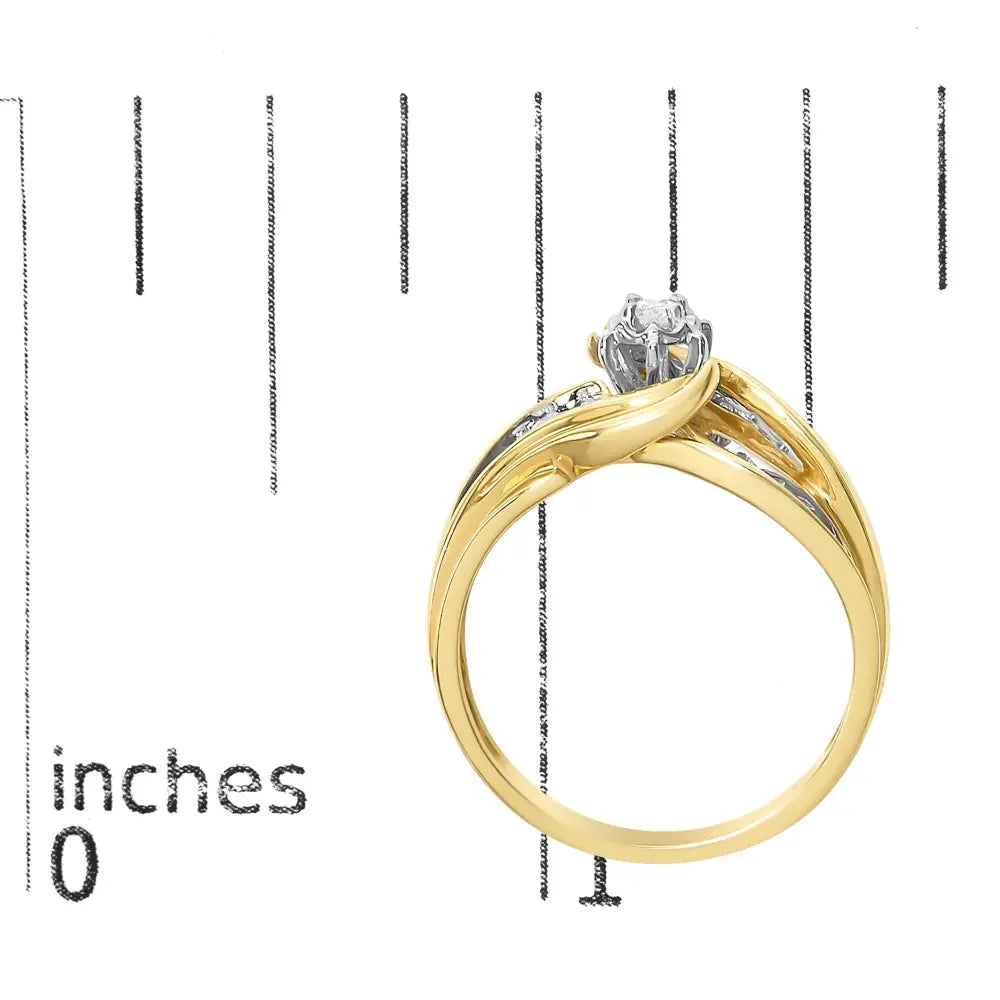 14k yellow gold 1/4 cttw round diamond wave motif bypass ring bijoux-nyc direct