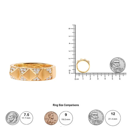 14K Yellow Gold 1/4 Cttw White Diamond Pyramid Band Ring (G-H Color, SI1-SI2 Clarity)- Size 7 - Bijoux-NYC Direct