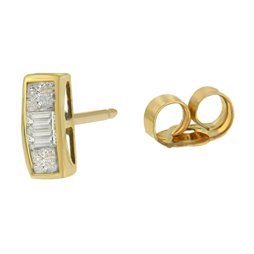 14k Yellow Gold 1/4ct TDW Diamond Earrings (H-I, SI1-SI2) - Bijoux-NYC Direct