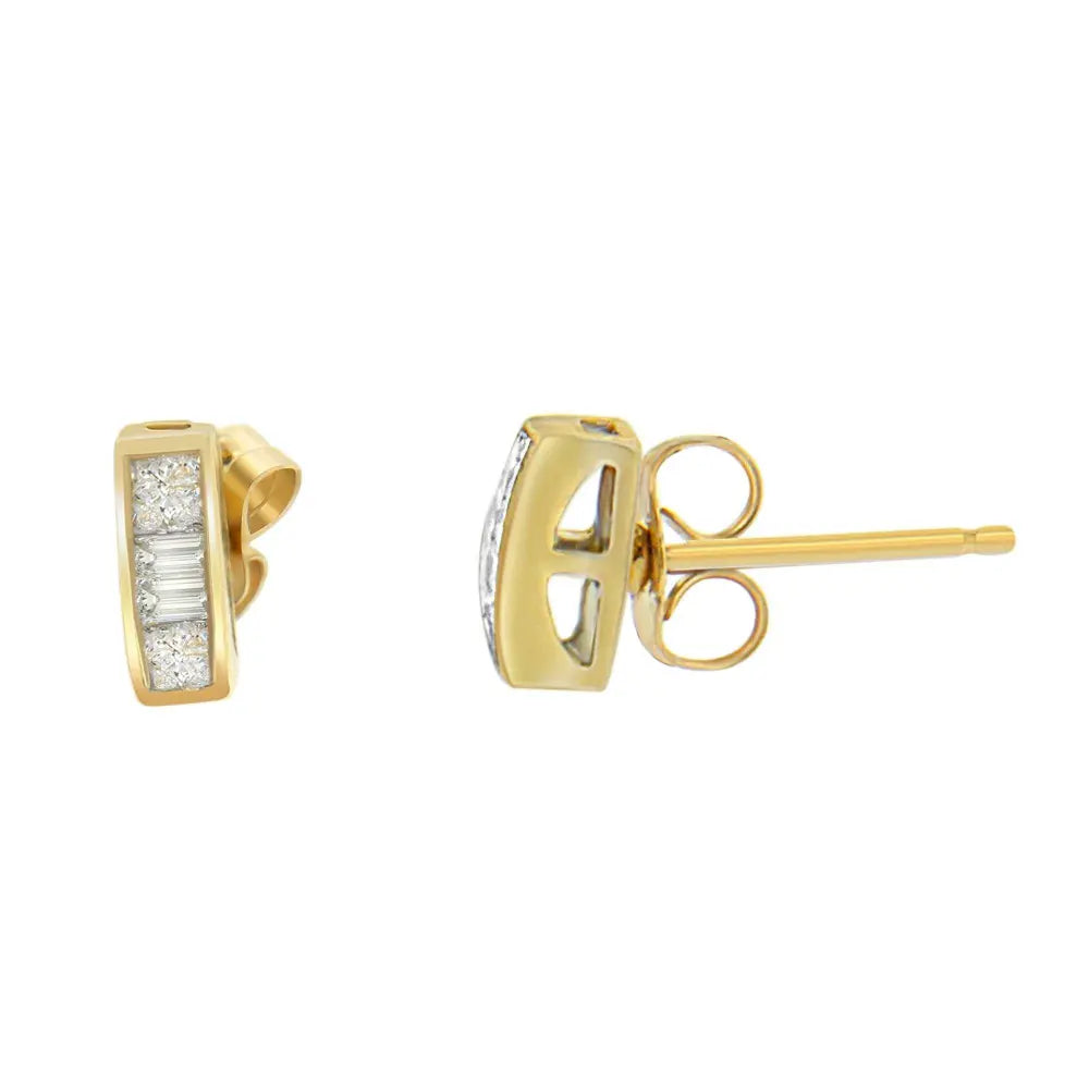 14k Yellow Gold 1/4ct TDW Diamond Earrings (H-I, SI1-SI2) - Bijoux-NYC Direct