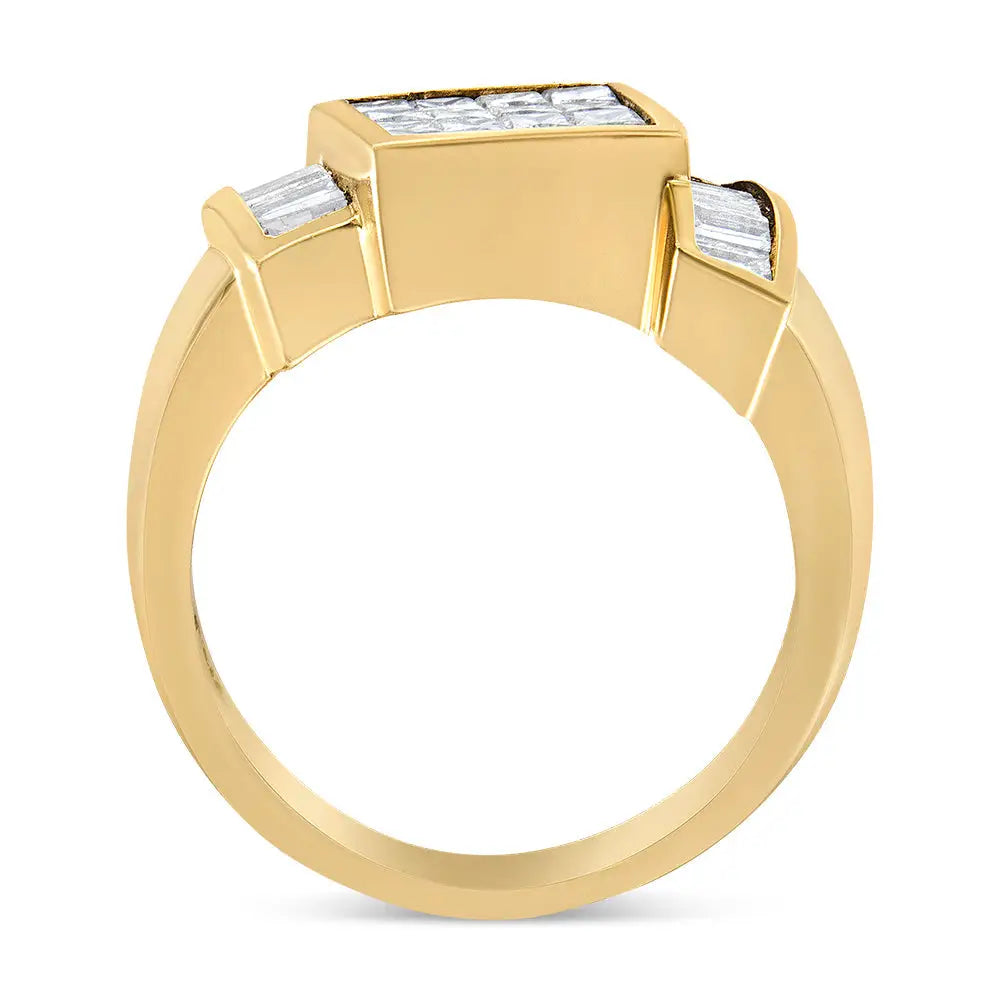 14k yellow gold 1 5/8 cttw princess and baguette diamond cocktail ring bijoux-nyc direct