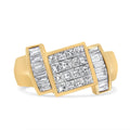 14k yellow gold 1 5/8 cttw princess and baguette diamond cocktail ring bijoux-nyc direct