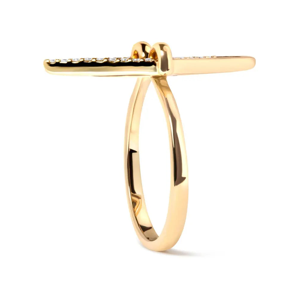 14K Yellow Gold 1/5 Cttw Diamond Double Triangle Ring (G-H Color, SI1-SI2 Clarity) - Size 7 - Bijoux-NYC Direct