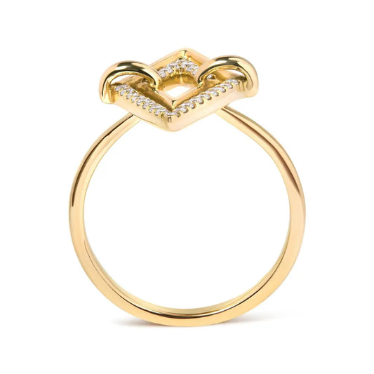 14K Yellow Gold 1/5 Cttw Diamond Double Triangle Ring (G-H Color, SI1-SI2 Clarity) - Size 7 - Bijoux-NYC Direct