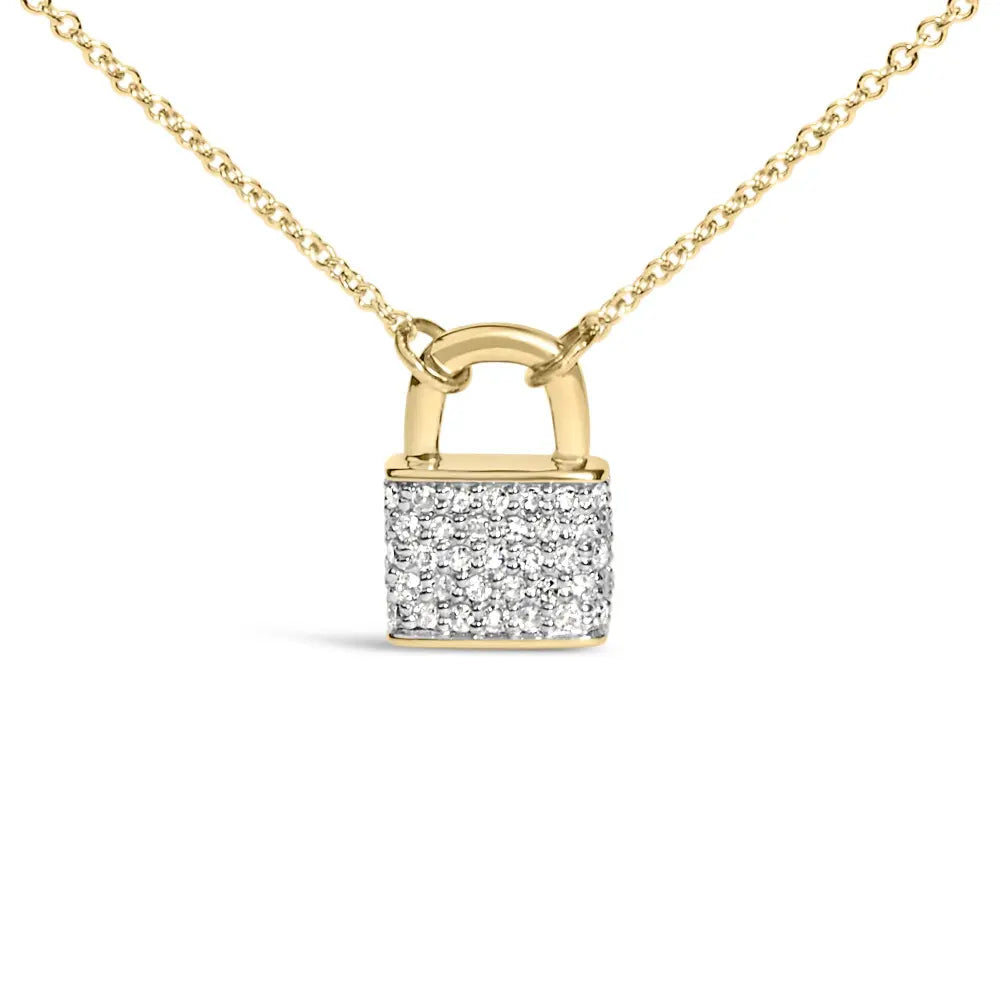 14k yellow gold 1/6 cttw diamond lock pendant 18’’ necklace (i j color i1 i2 clarity) necklaces/pendant/pendant handcrafted