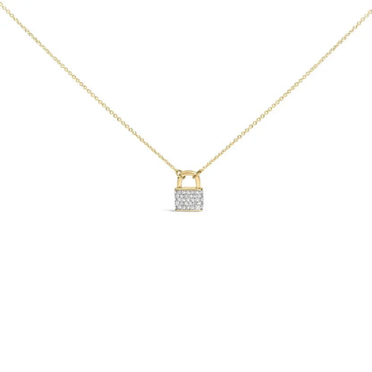 14k yellow gold 1/6 cttw diamond lock pendant 18’’ necklace (i j color i1 i2 clarity) necklaces/pendant/pendant handcrafted