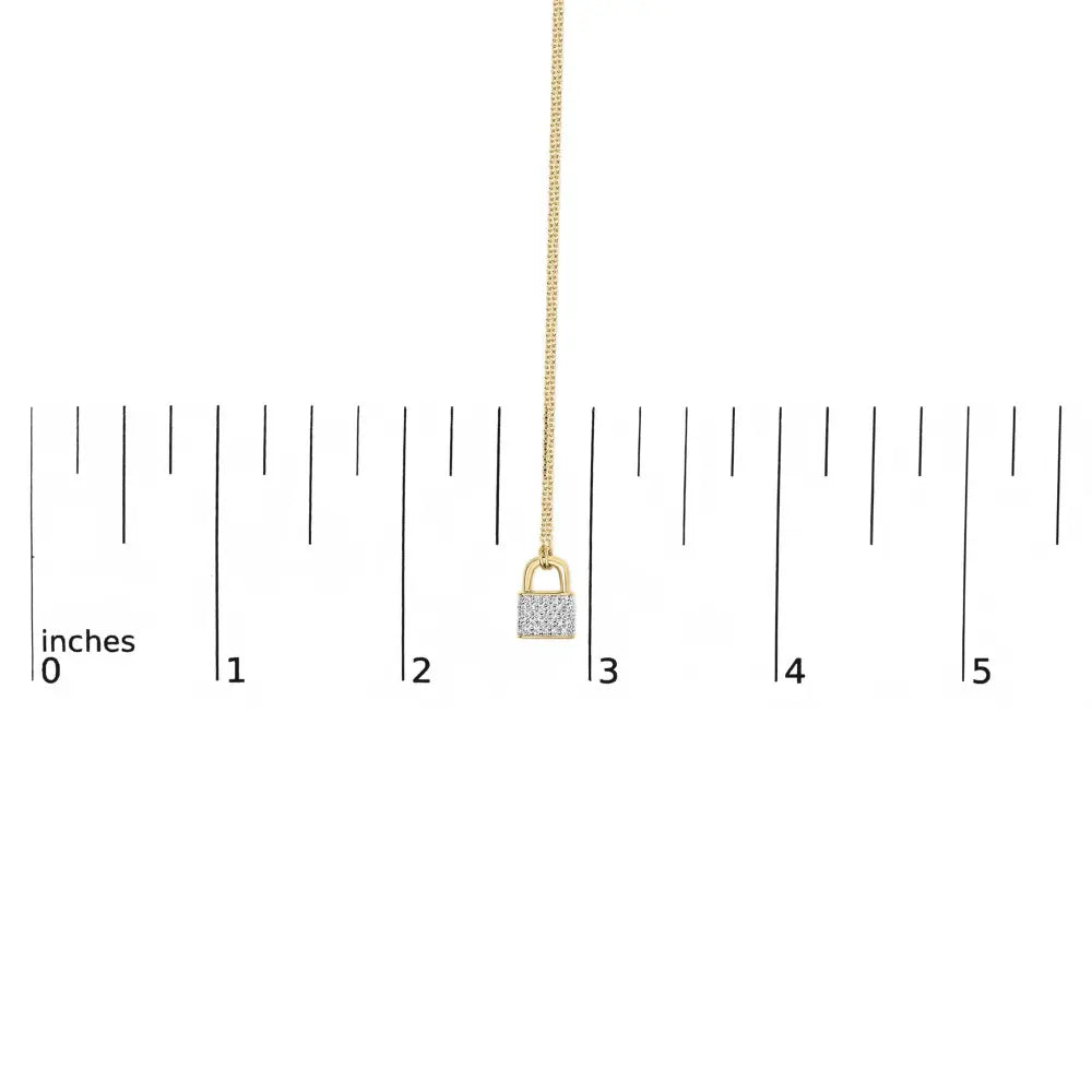 14k yellow gold 1/6 cttw diamond lock pendant 18’’ necklace (i j color i1 i2 clarity) necklaces/pendant/pendant handcrafted