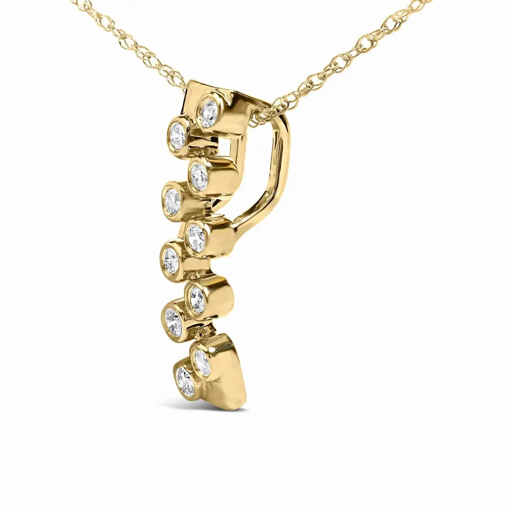 14k yellow gold 1/7 cttw diamond bezel set vertical bar pendant necklace bijoux-nyc direct