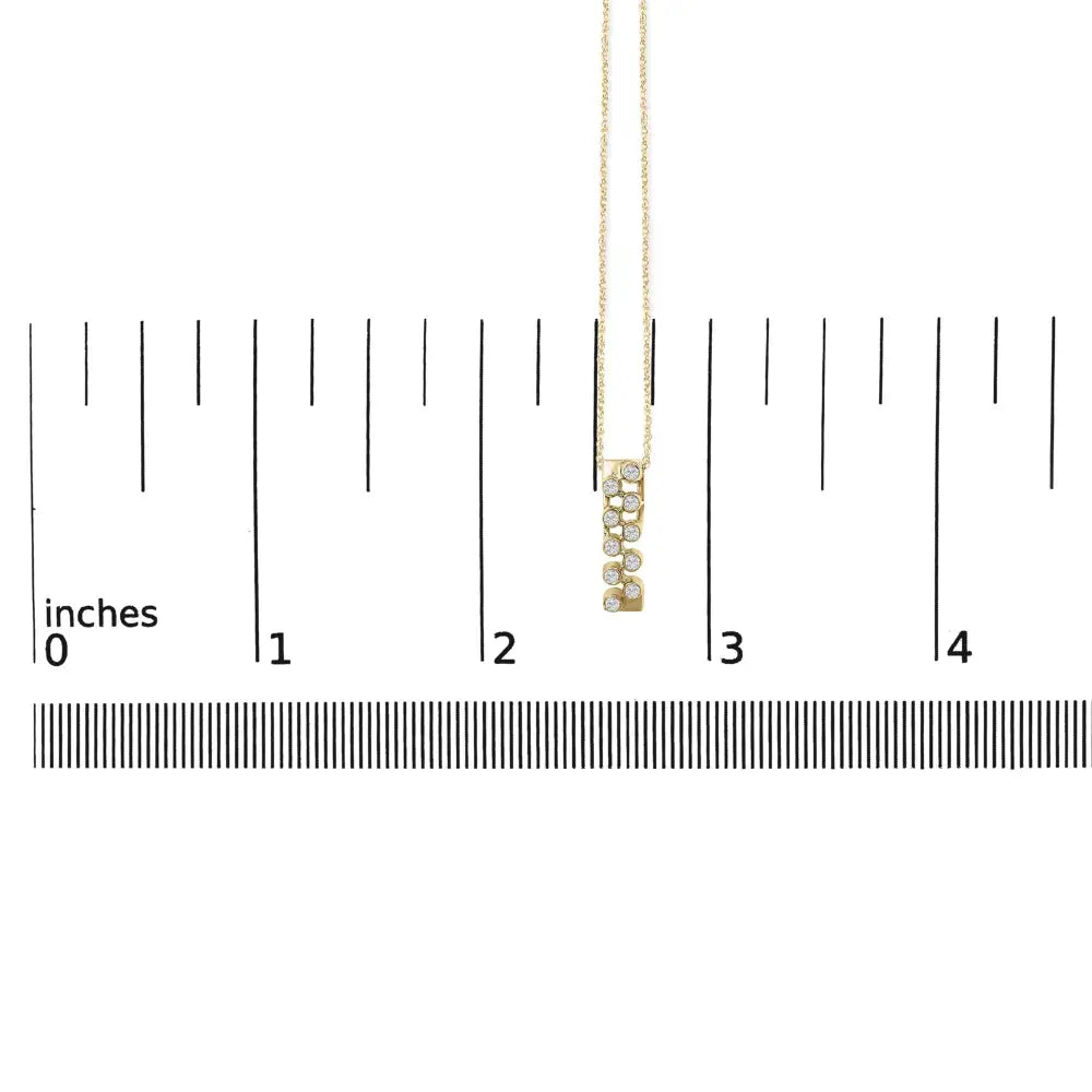 14k yellow gold 1/7 cttw diamond bezel set vertical bar pendant necklace bijoux-nyc direct