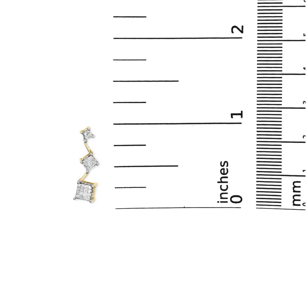 14k yellow gold 1 cttw princess cut diamond dangle earrings bijoux-nyc direct