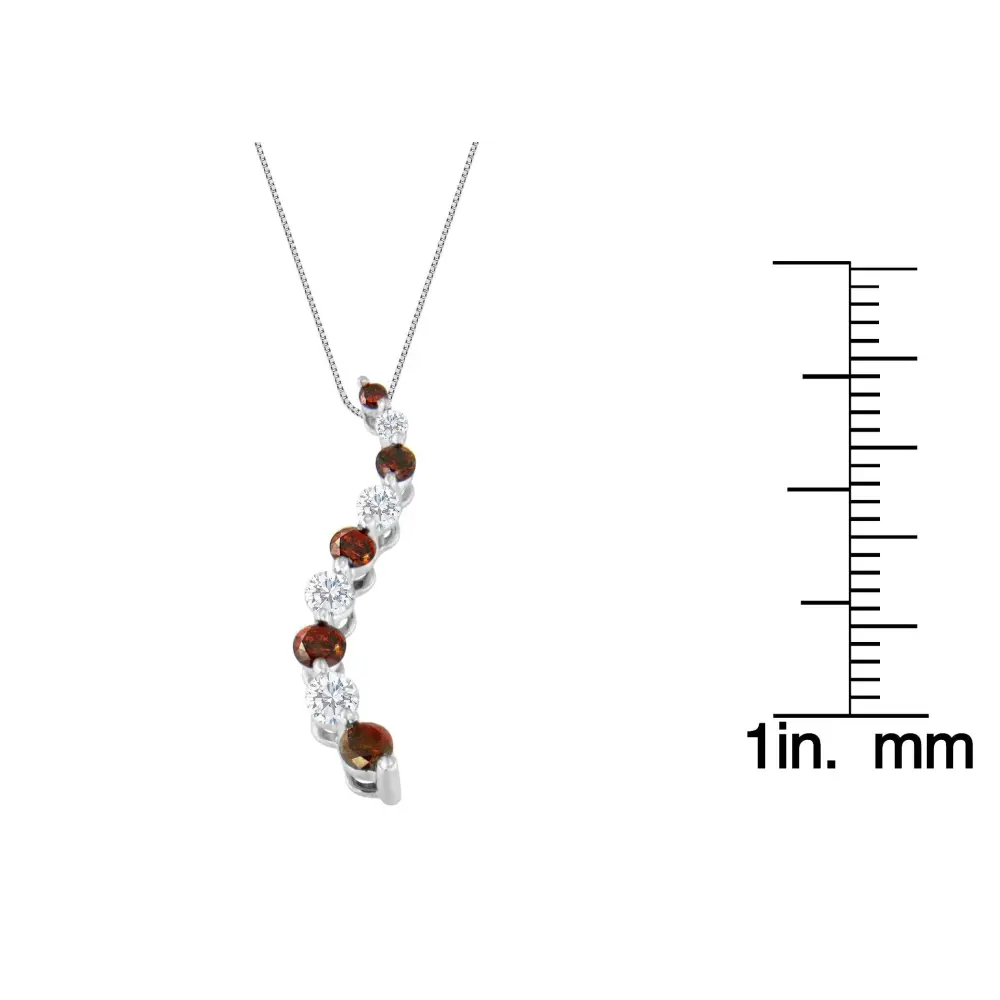 14K Yellow Gold 1 cttw Treated Red Diamond Journey Pendant Necklace (H-I, I1-I2) - Bijoux-NYC Direct