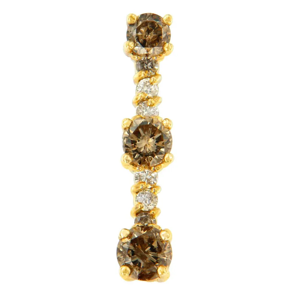 14K Yellow Gold 1 cttw White and Champagne Round Cut Diamond Drop Pendant Necklace (I-J, I1-I2) - Bijoux-NYC Direct