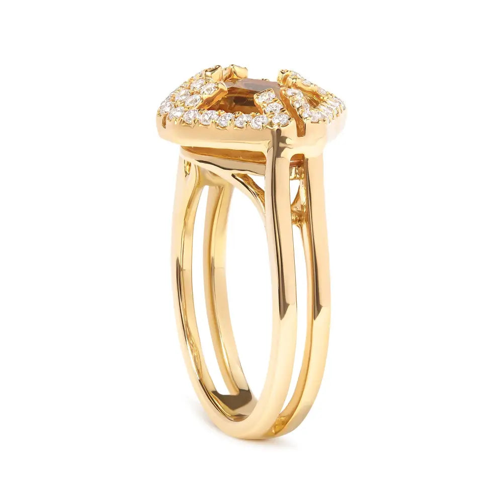14k yellow gold 15mm marquise citrine and 1/3 cttw diamond halo ring bijoux-nyc direct