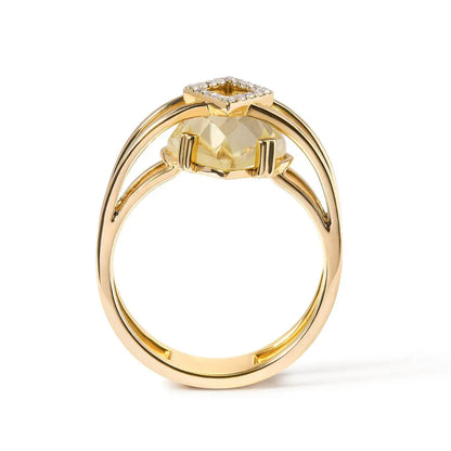 14K Yellow Gold 15x15 MM Marquise Cut Yellow Topaz and Diamond Accent Statement Cocktail Ring (G-H Color, SI1-SI2 Clarity) - Bijoux-NYC Direct