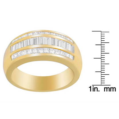 14K Yellow Gold 1ct. TDW Princess and Baguette-Cut Diamond Ring(H-I, SI1-SI2) - Bijoux-NYC Direct