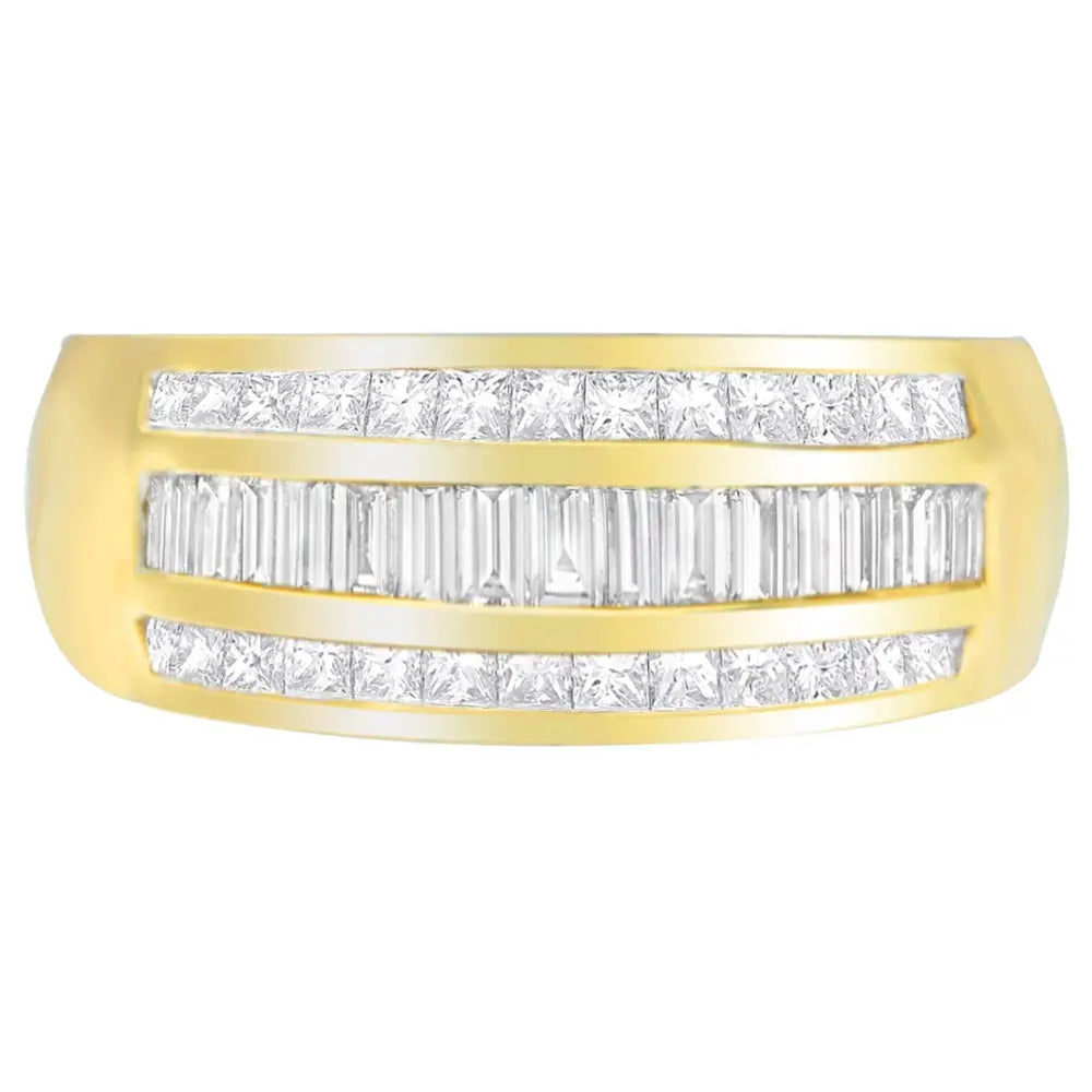 14k yellow gold 1ct. Tdw princess and baguette diamond channel ring bijoux-nyc direct