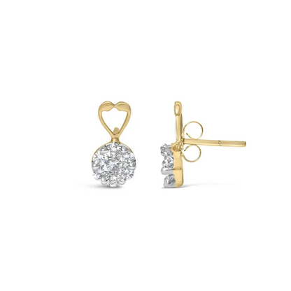 14K Yellow Gold 1ct. TDW Round-cut Diamond Earrings (I-J,SI2-I1) - Bijoux-NYC Direct