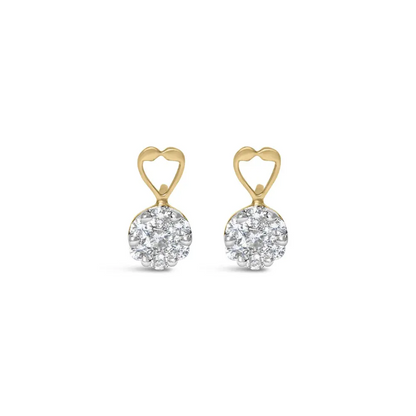 14K Yellow Gold 1ct. TDW Round-cut Diamond Earrings (I-J,SI2-I1) - Bijoux-NYC Direct