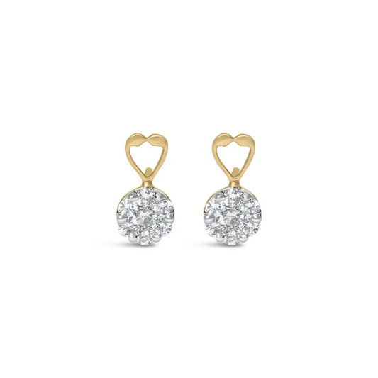 14K Yellow Gold 1ct. TDW Round-cut Diamond Earrings (I-J,SI2-I1) - Bijoux-NYC Direct