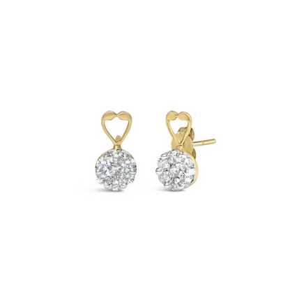 14K Yellow Gold 1ct. TDW Round-cut Diamond Earrings (I-J,SI2-I1) - Bijoux-NYC Direct