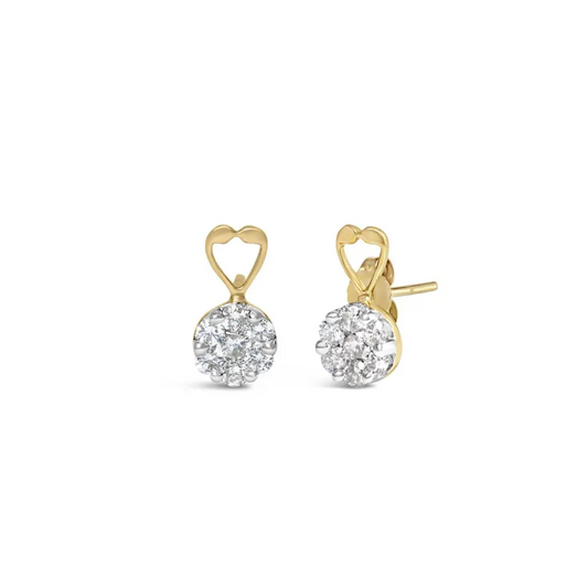 14K Yellow Gold 1ct. TDW Round-cut Diamond Earrings (I-J,SI2-I1) - Bijoux-NYC Direct
